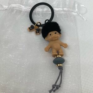 Handcrafted Troll Keychain with Charm and Mesh Gift Bag
